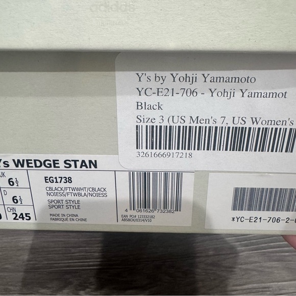 Y’s by Yohji Yamamoto Y3 adidas Wedge Stan Black Leather Sneakers - Picture 14 of 14